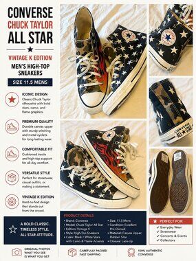 Converse Chuck Taylor All Star Vintage K High Top Sneakers Men's 11.5